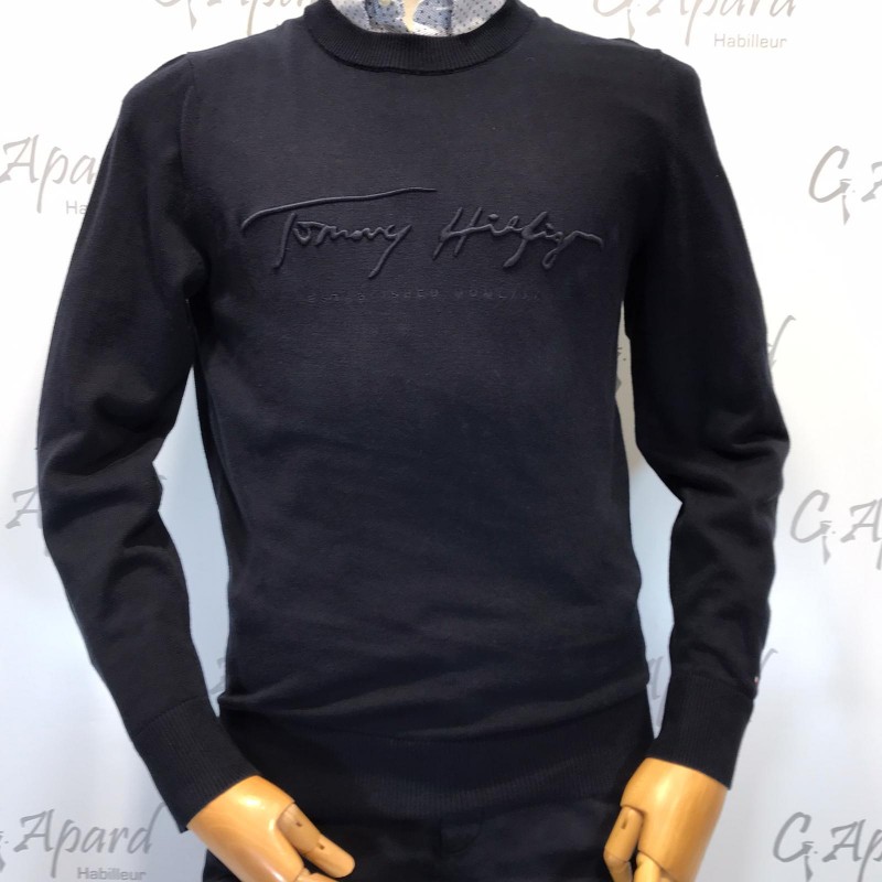 Pull A Logo Signature Th Tommy Hilfiger G Apard Couleur Bleu Marine Xxs A Xxl S